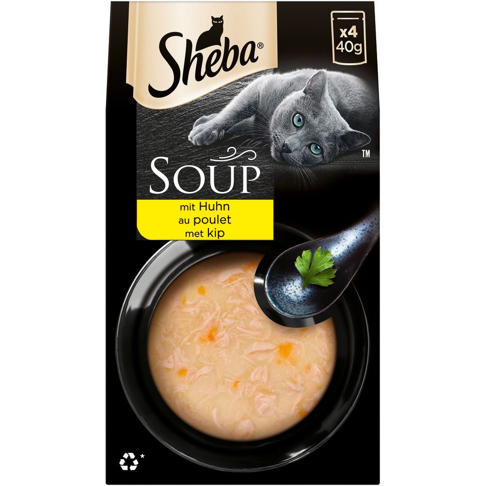 Sheba Classic Soup Hühnchenbrustfilets Katzenfutter, 4x40g Packung.