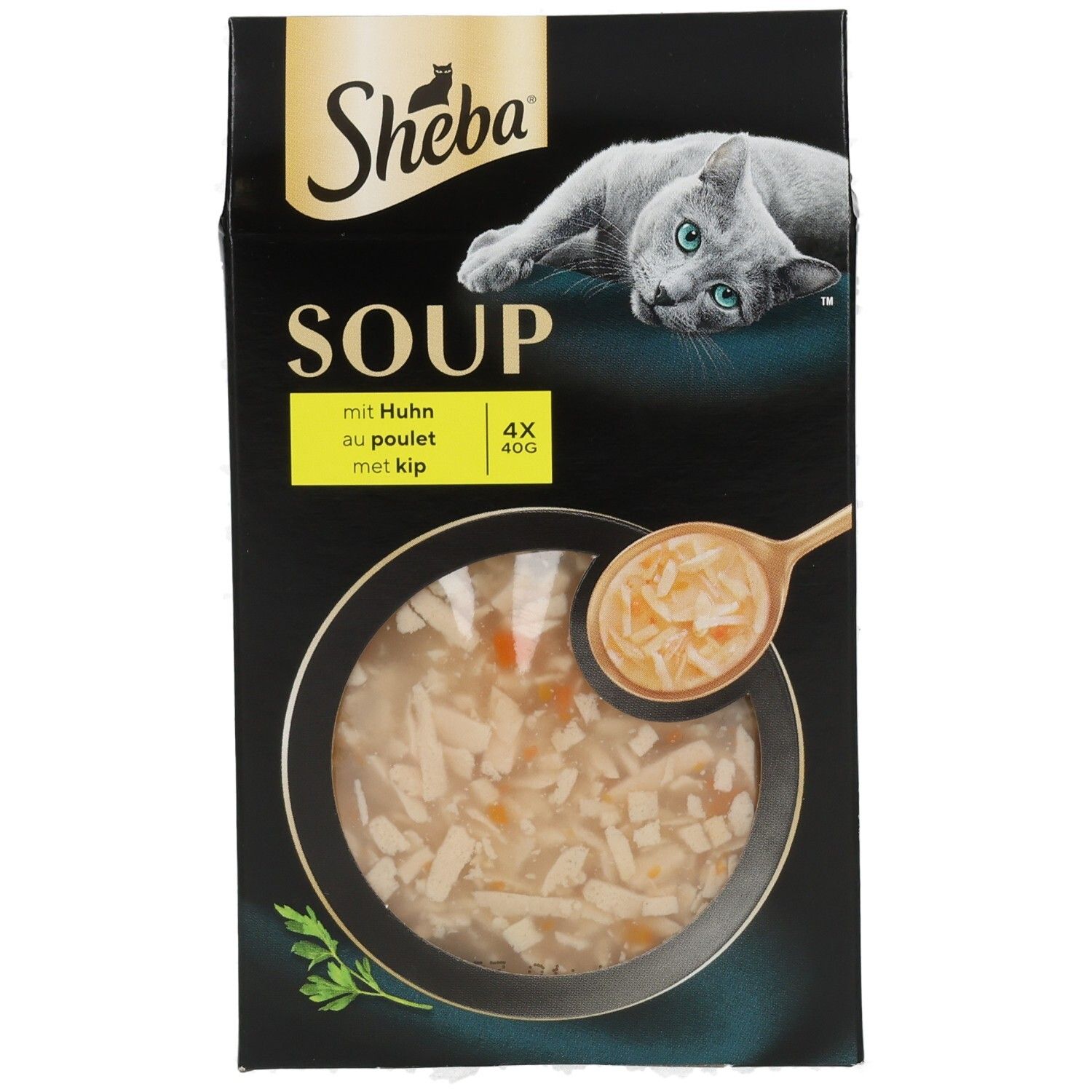 Sheba Classic Soup Hühnchenbrustfilets Katzenfutter, 4x40g Packung.