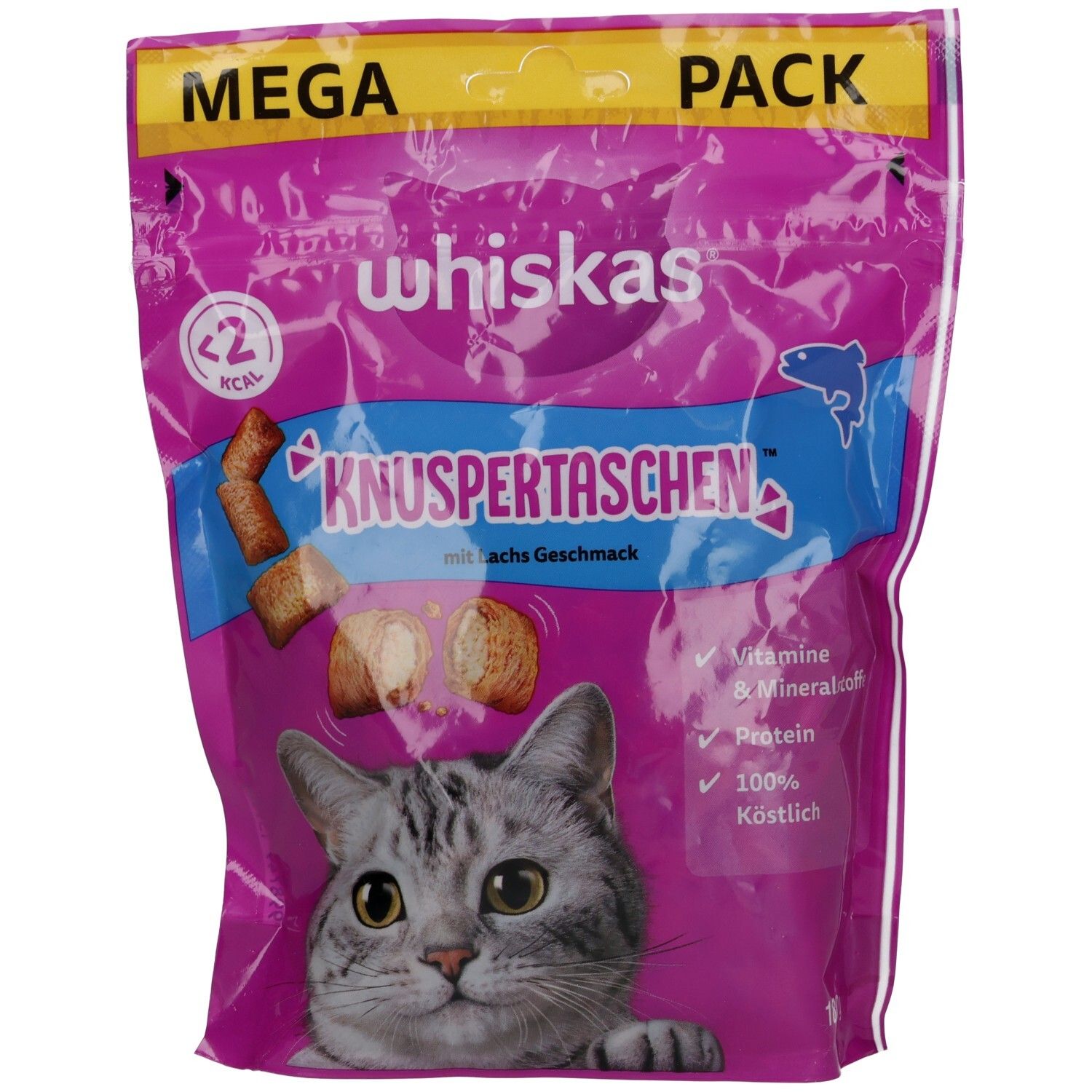 Whiskas Knuspertaschen mit Lachs Geschmack, Mega Pack.