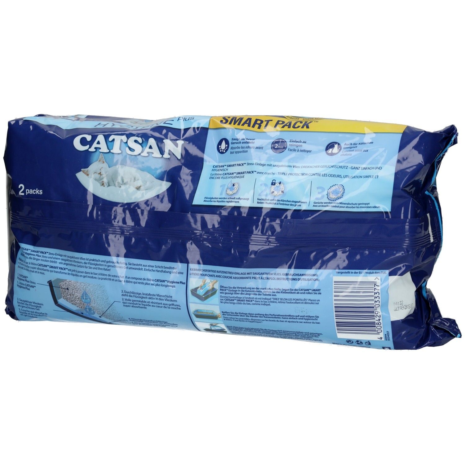 CATSAN Hygiene Plus Smart Pack Katzenstreu, 2er Packung.