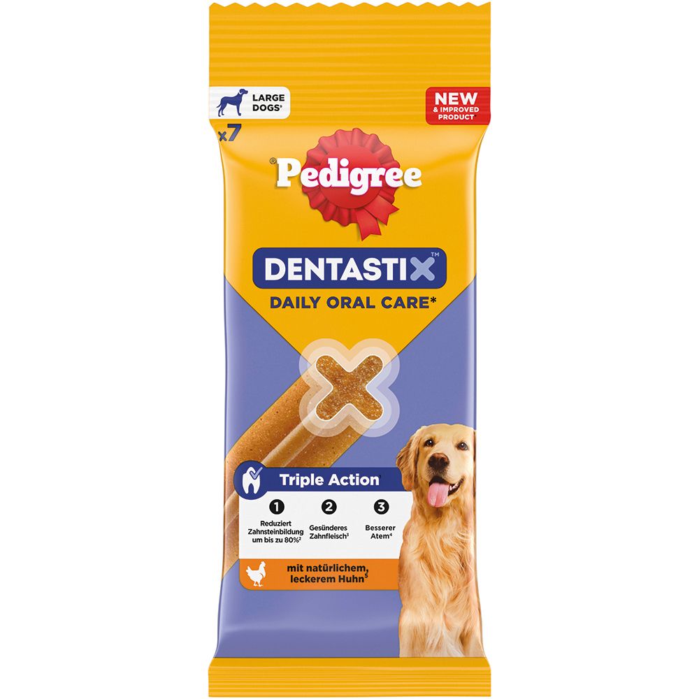 Pedigree Denta Stix Zahnpflege-Snacks für große Hunde, 7 Stück.
