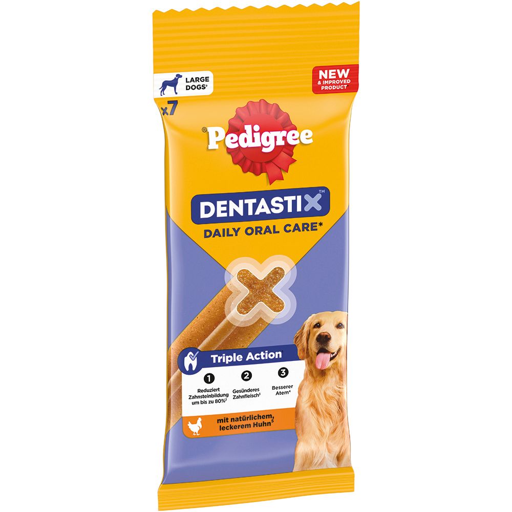 Pedigree Denta Stix Zahnpflege-Snacks für große Hunde, 7 Stück.
