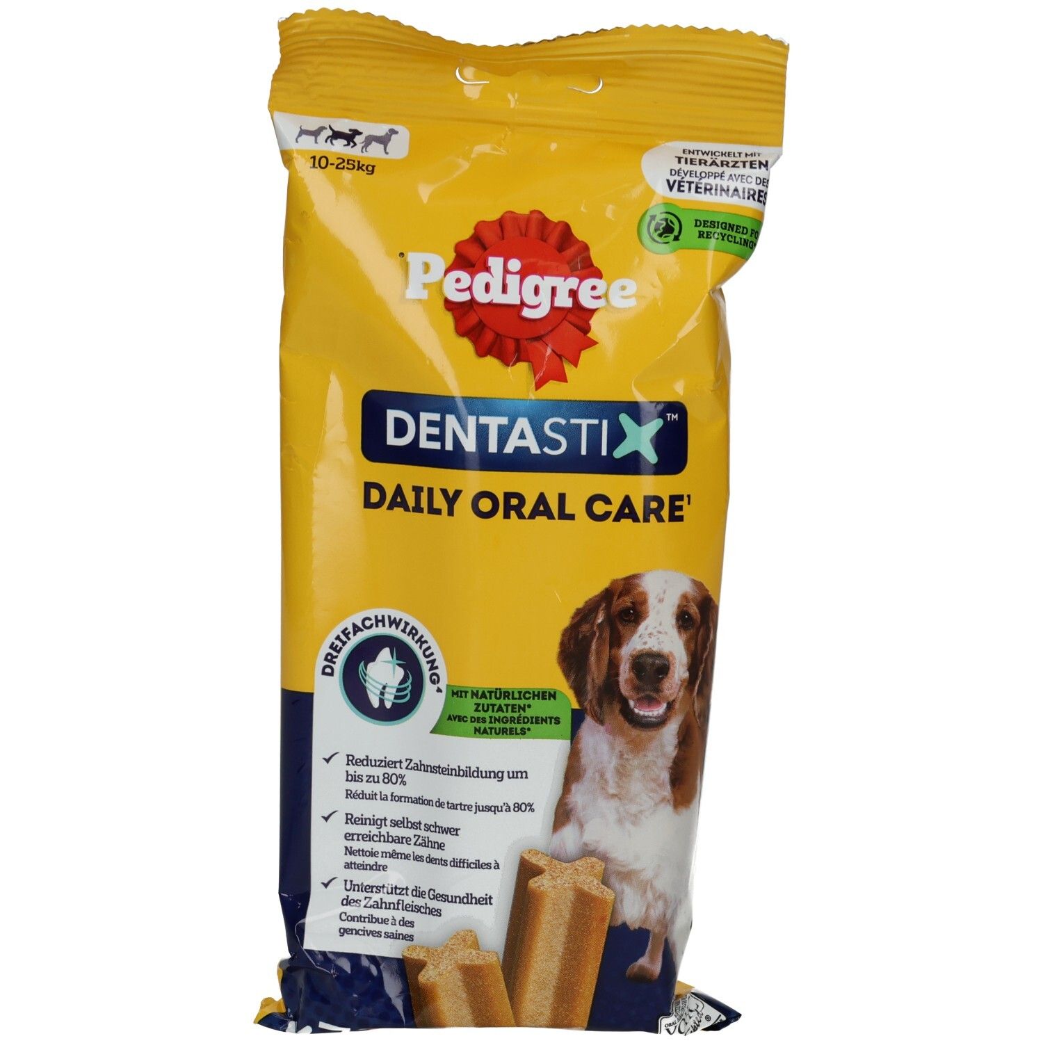 Pedigree Denta Stix Zahnpflege-Snack für Hunde von 10-25kg, 7 Stück.