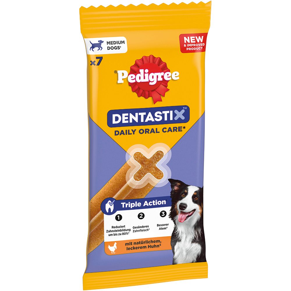 Pedigree Denta Stix Zahnpflege-Snack für mittlere Hunde, 7 Stück.