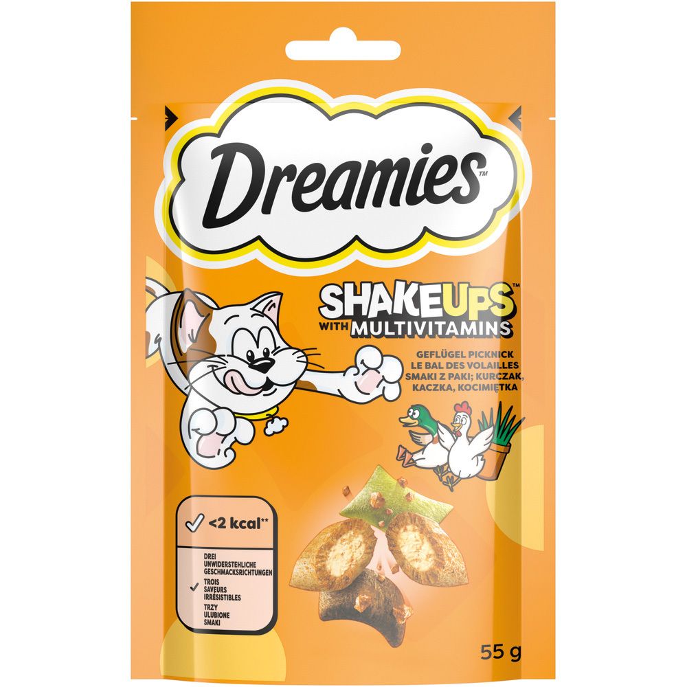 Dreamies ShakeUps Multivitamins Geflügel Picknick Katzenfutter-Beutel, 55g.