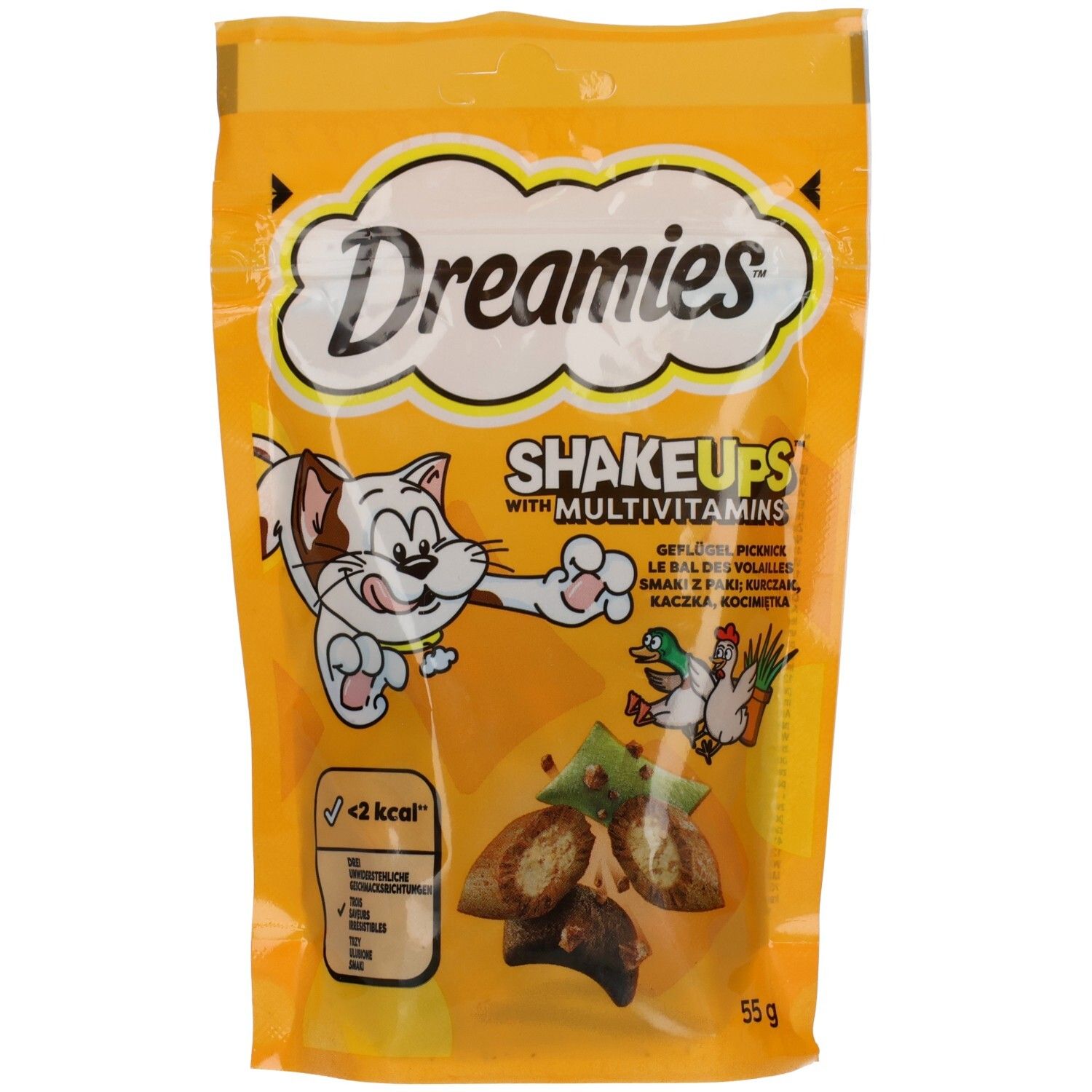 Dreamies ShakeUps Multivitamins Geflügel Picknick Katzenfutter-Beutel, 55g.