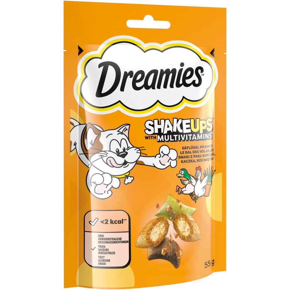 Dreamies ShakeUps Multivitamins Geflügel Picknick Katzenfutter-Beutel, 55g.