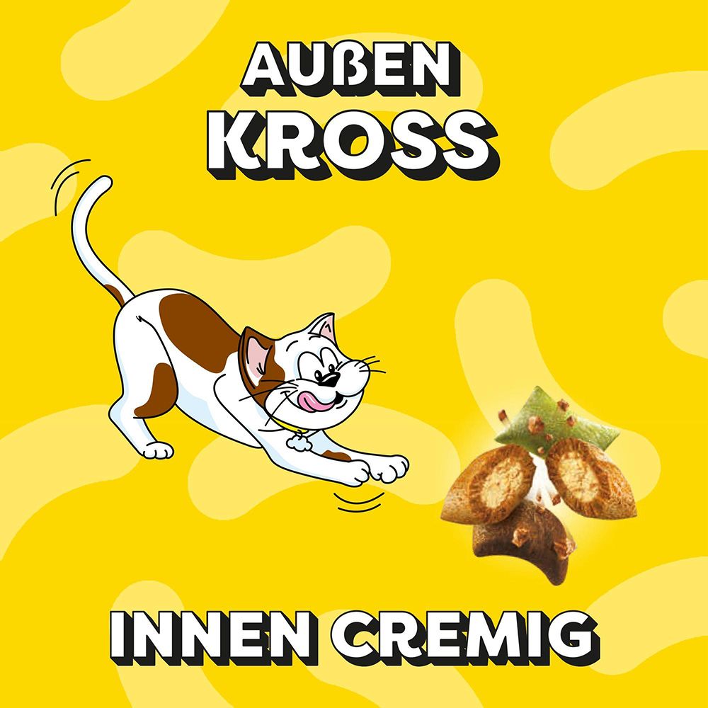 Dreamies ShakeUps: Außen knusprig, innen cremig. Für Katzen.