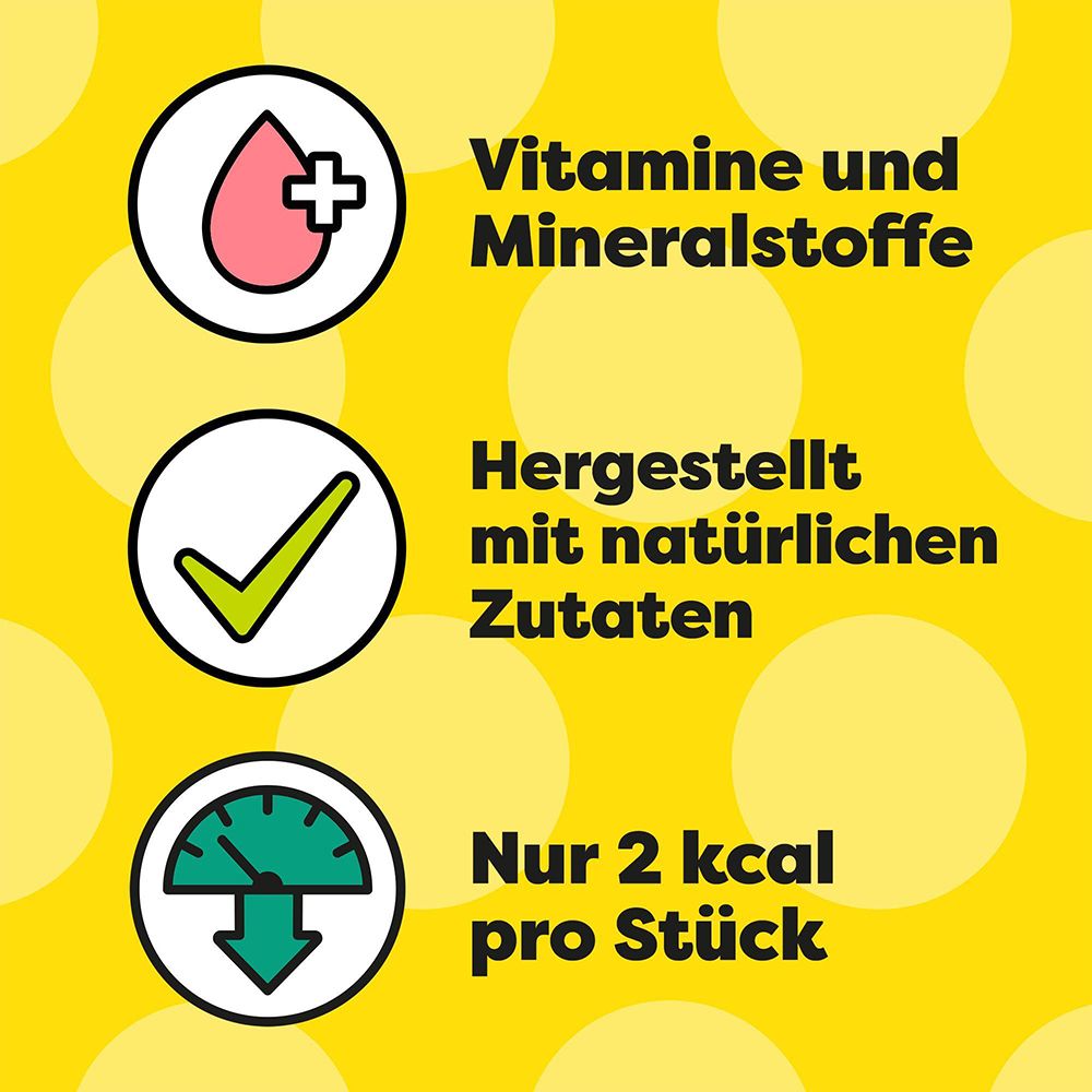 Dreamies Snack Box: Vitamine und Mineralstoffe, hergestellt mit natürlichen Zutaten, nur 2 kcal pro Stück.