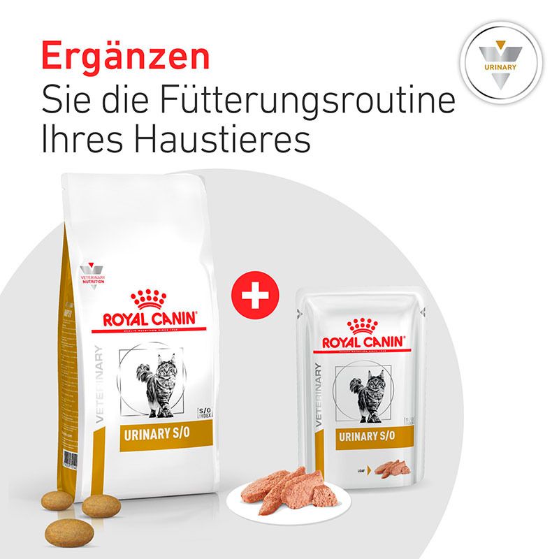 Royal Canin Urinary S/O Trockenfutter und Mousse Pouch. "Ergänzen Sie die Fütterungsroutine Ihres Haustieres".