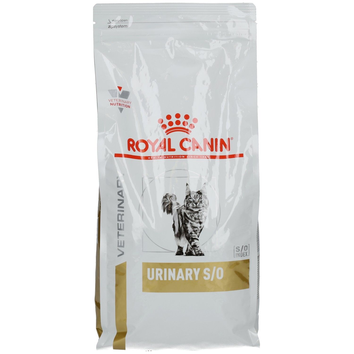 Royal Canin Urinary S/O Katzenfutter, Beutel mit Katze.