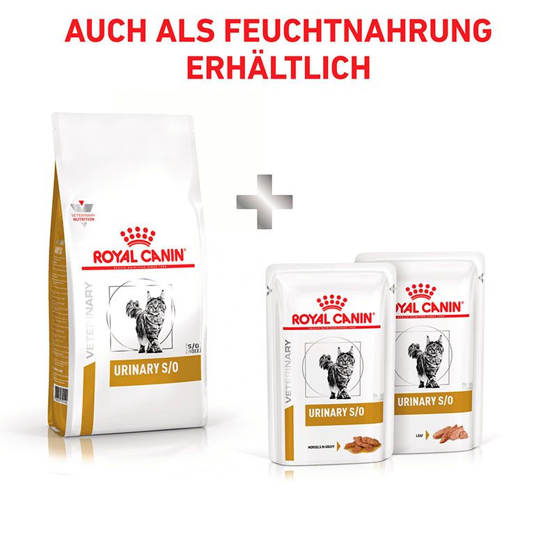 ROYAL CANIN® Veterinary URINARY S/O Trockennahrung und Feuchtnahrung für Katzen.