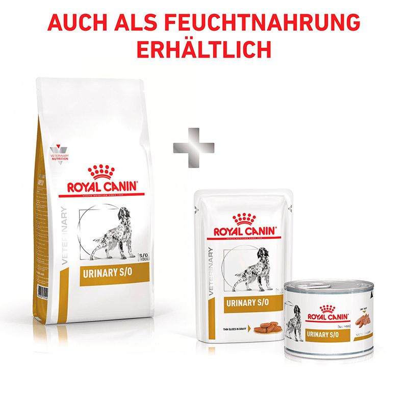 ROYAL CANIN® Veterinary URINARY S/O Trocken- und Feuchtnahrung für Hunde.