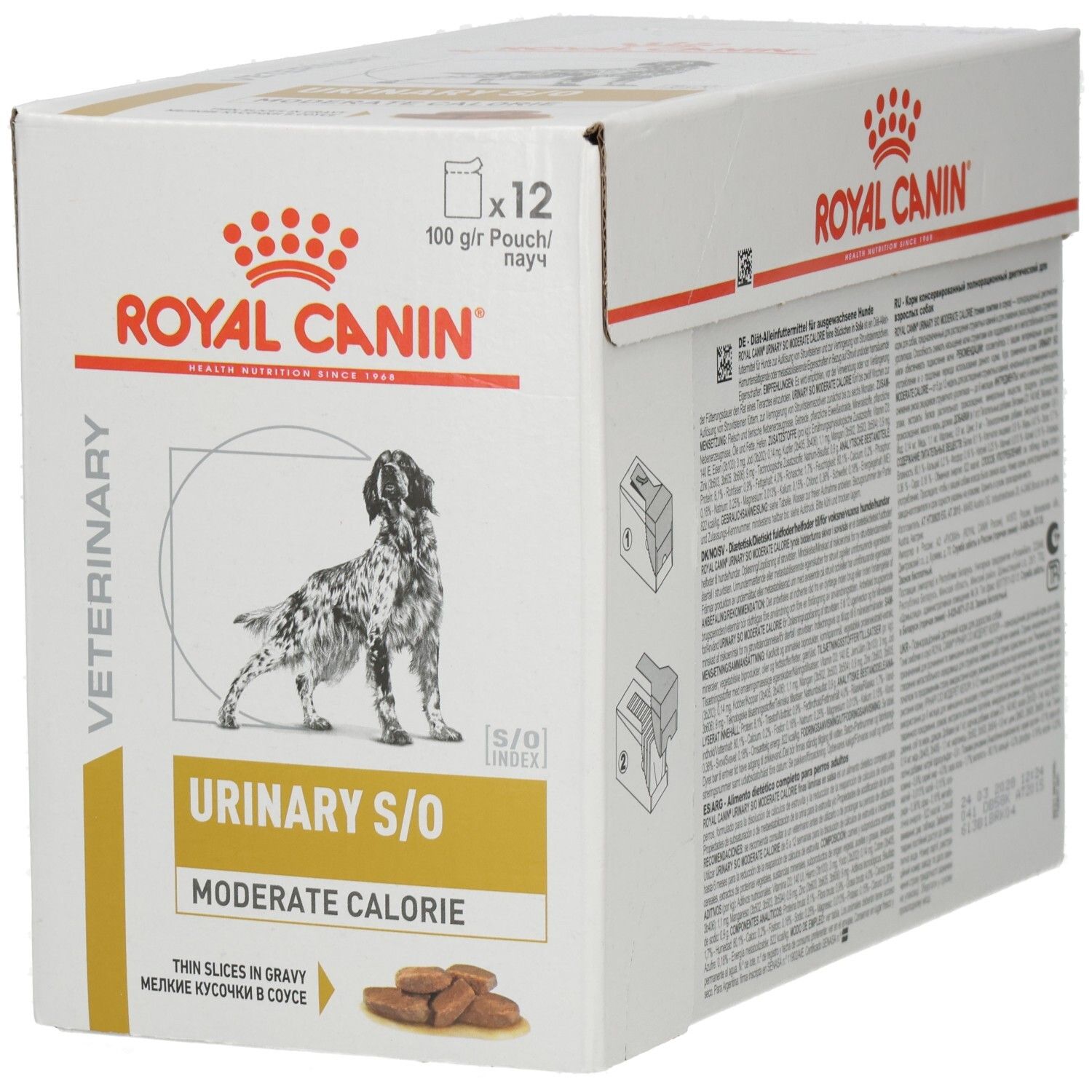 Royal Canin Veterinary Urinary S/O Moderate Calorie Hundefutter, 12x100g Beutel.