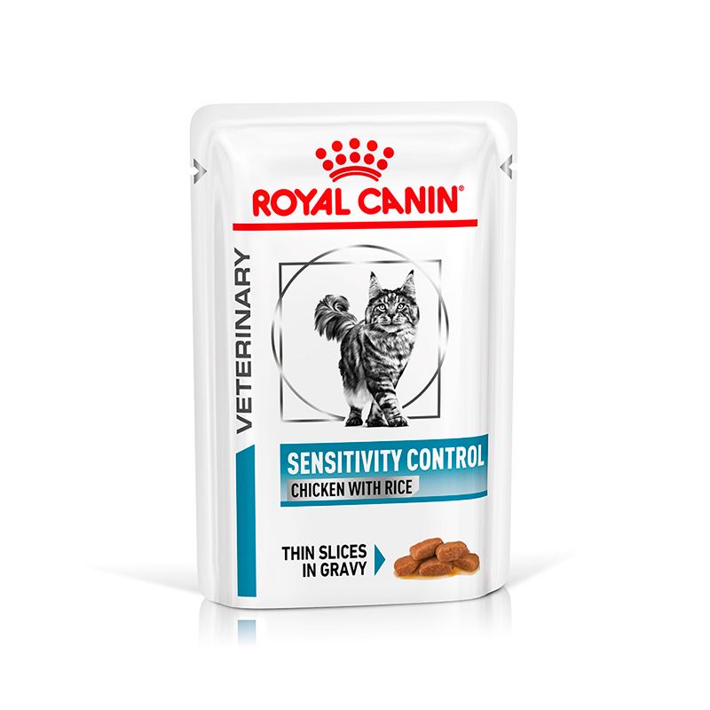 Royal Canin Veterinary Sensitivity Control Huhn mit Reis Feuchtnahrung für Katzen, 85g Beutel.