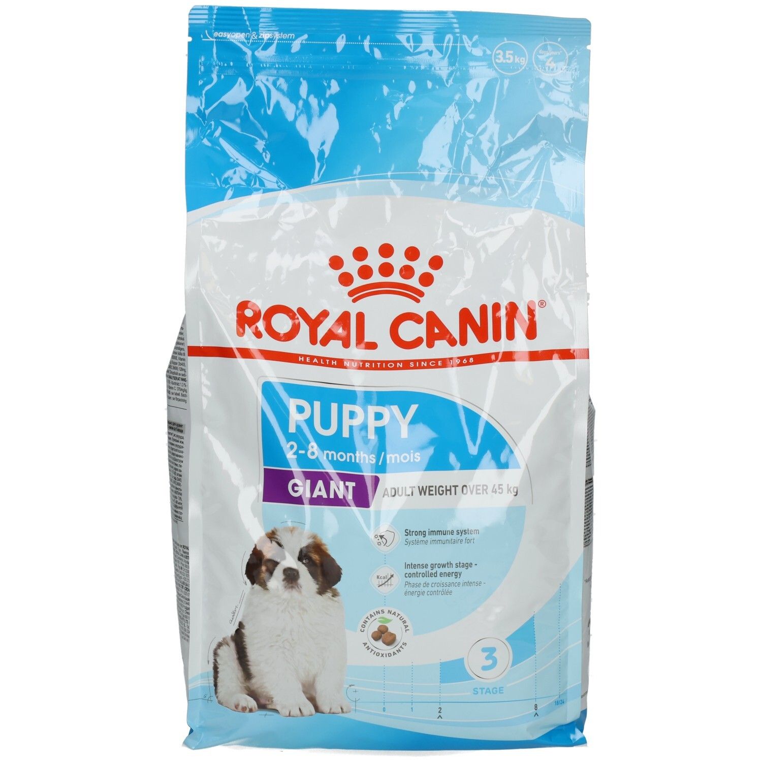 Royal Canin Veterinary Urinary S/O Moderate Calorie Katzenfutter, Rückseite, 1.5kg Beutel.