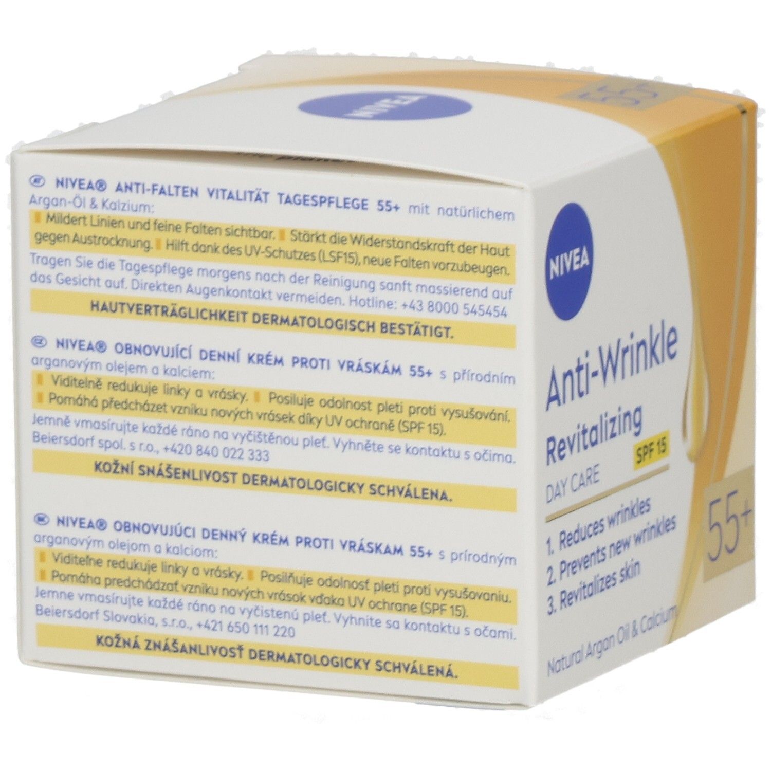 NIVEA Anti-Falten + Vitalität Tagespflege 55+ Tagescreme mit SPF 15, Arganöl und Kalzium.