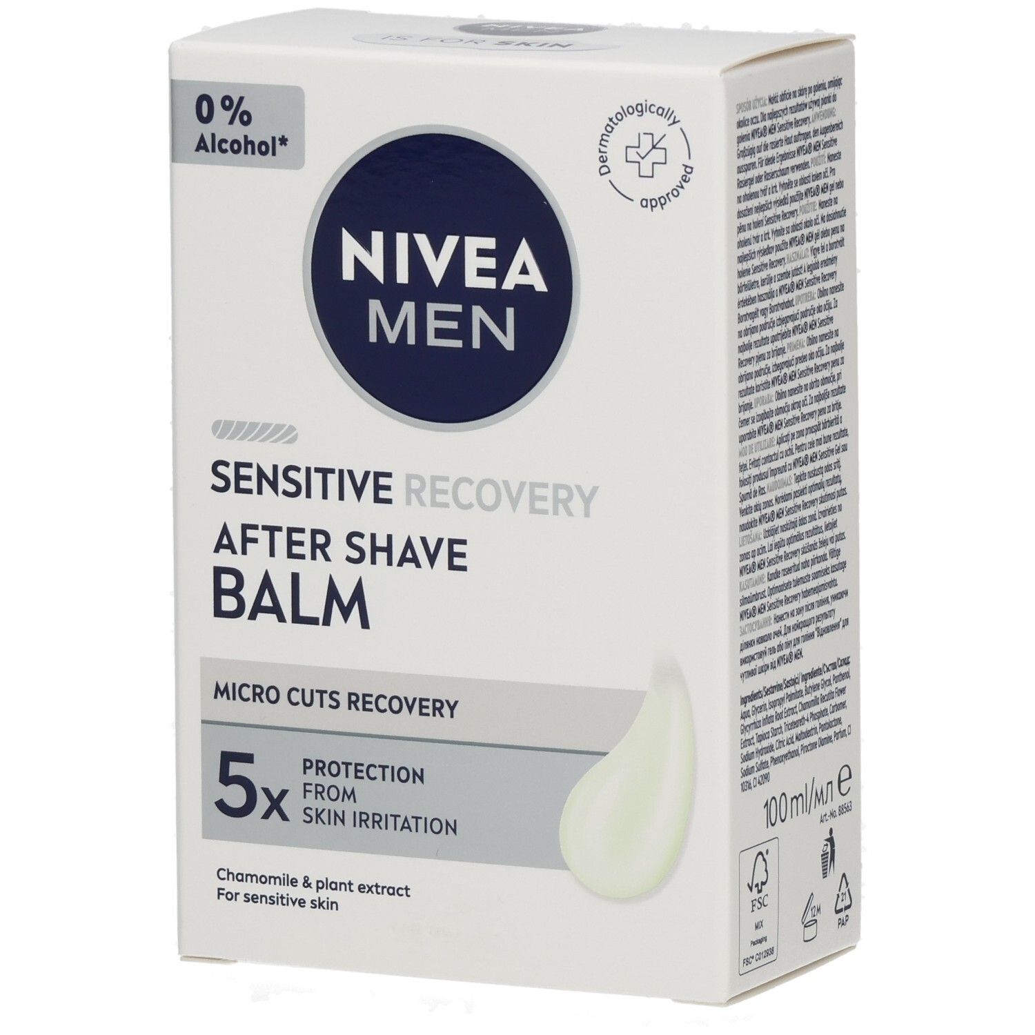 NIVEA MEN Sensitive Recovery After Shave Balsam Karton. 0% Alkohol, dermatologisch getest.