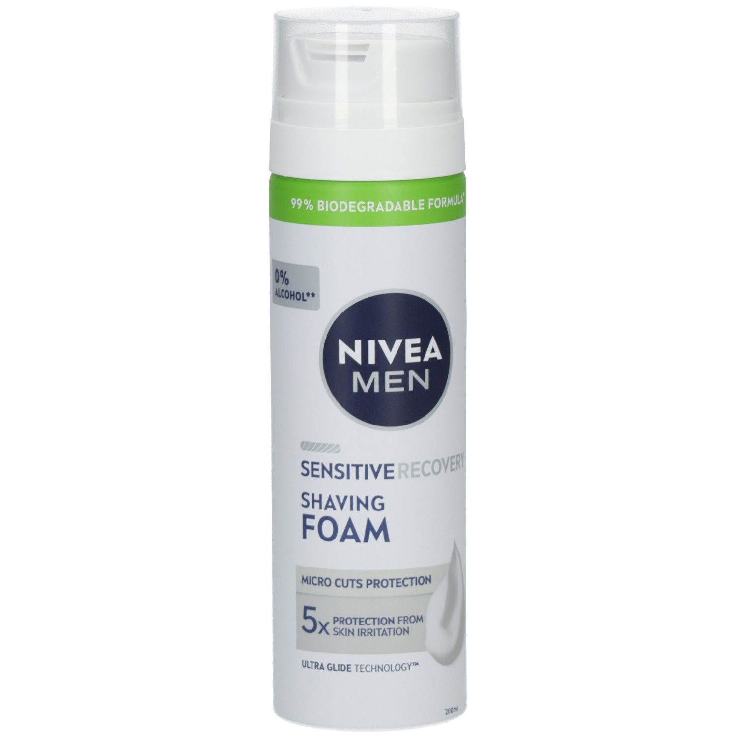 NIVEA MEN Sensitive Recovery Rasierschaum, 200ml Dose mit 99% biologisch abbaubarer Formel und 0% Alkohol.