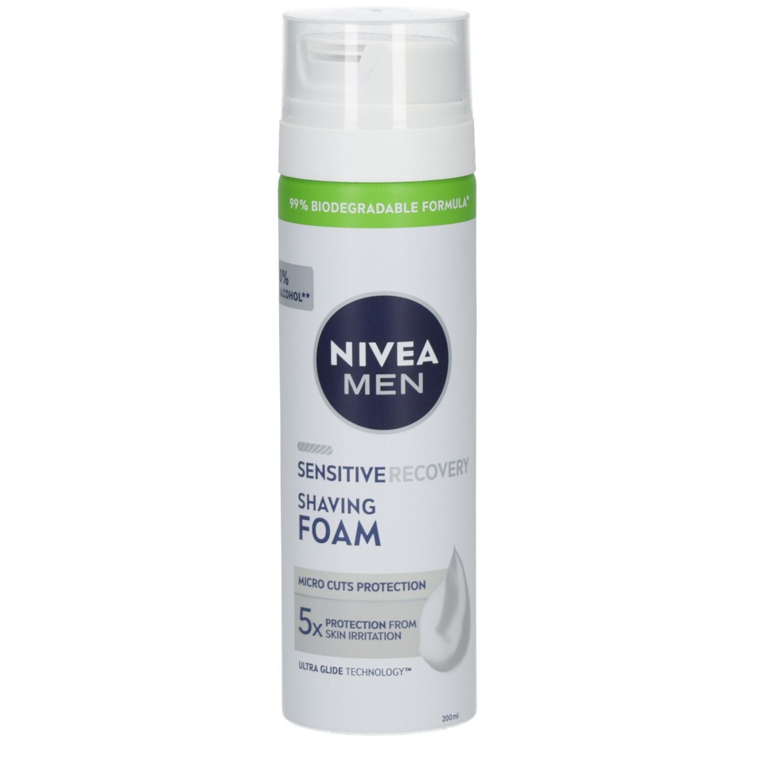NIVEA MEN Sensitive Recovery Rasierschaum, 200ml Dose mit 99% biologisch abbaubarer Formel und 0% Alkohol.