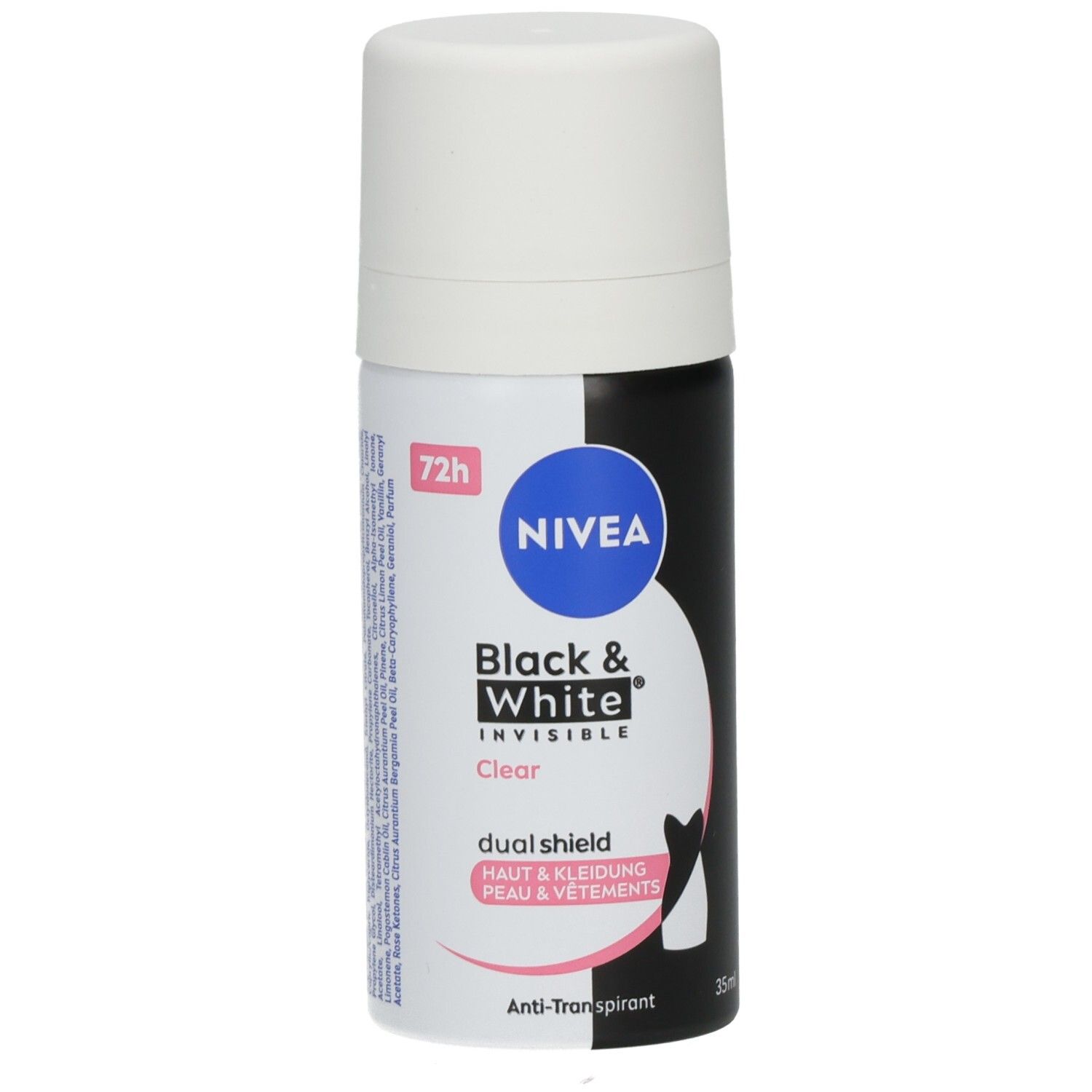 Nivea Black & White Invisible Clear Mini Spray, 72h Anti-Transpirant.