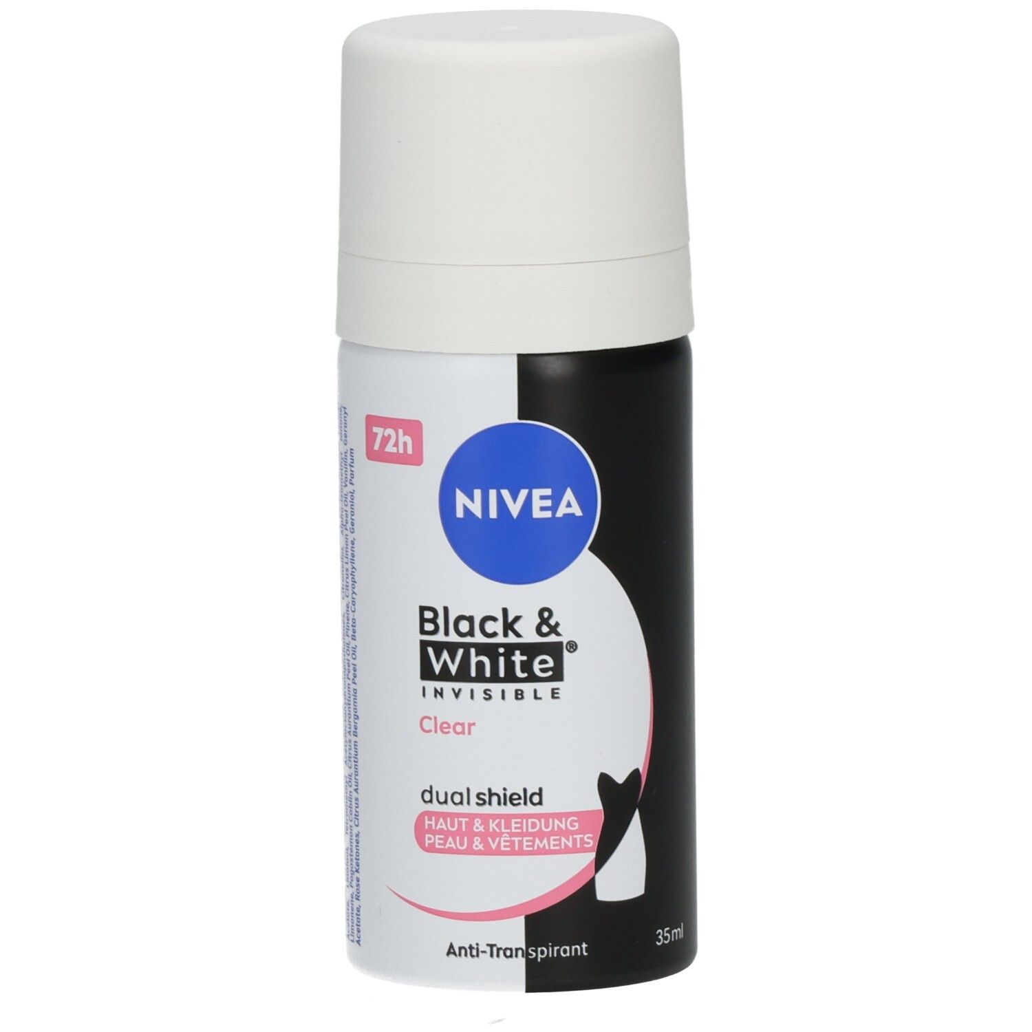 Nivea Black & White Invisible Clear Mini Spray, 72h Anti-Transpirant mit Kleider-Schutz.
