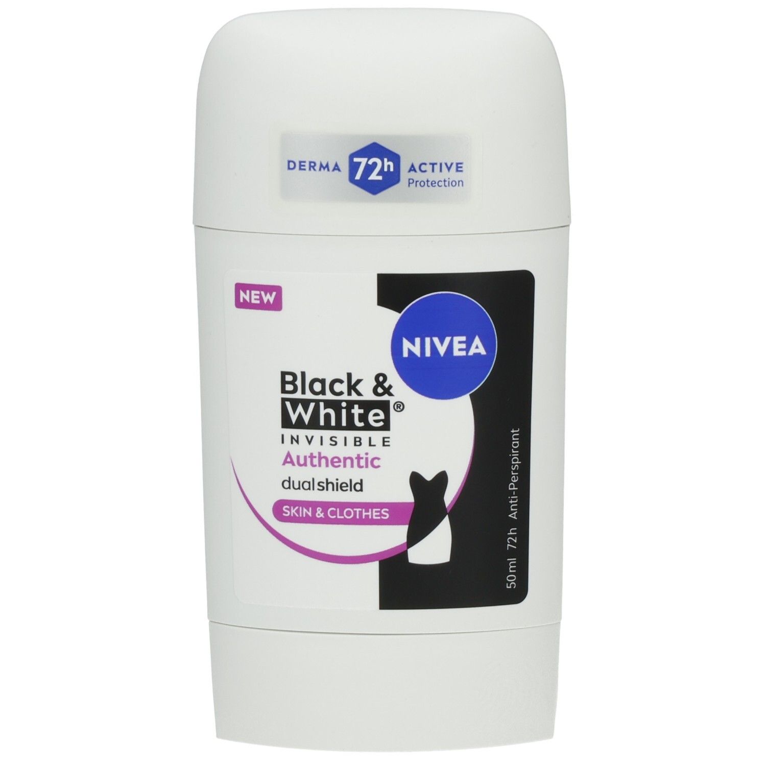 NIVEA Black & White Authentic Invisible Dualshield Deostick mit 72h Schutz. Haut & Kleidung.