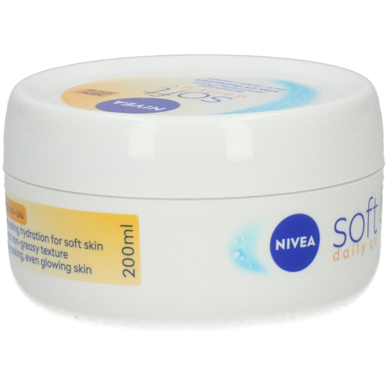 NIVEA Soft Daily UV Handcreme im Tiegel. 200ml. SPF 15 UV + UVA. Leichte, nicht fettende Textur für weiche Haut.