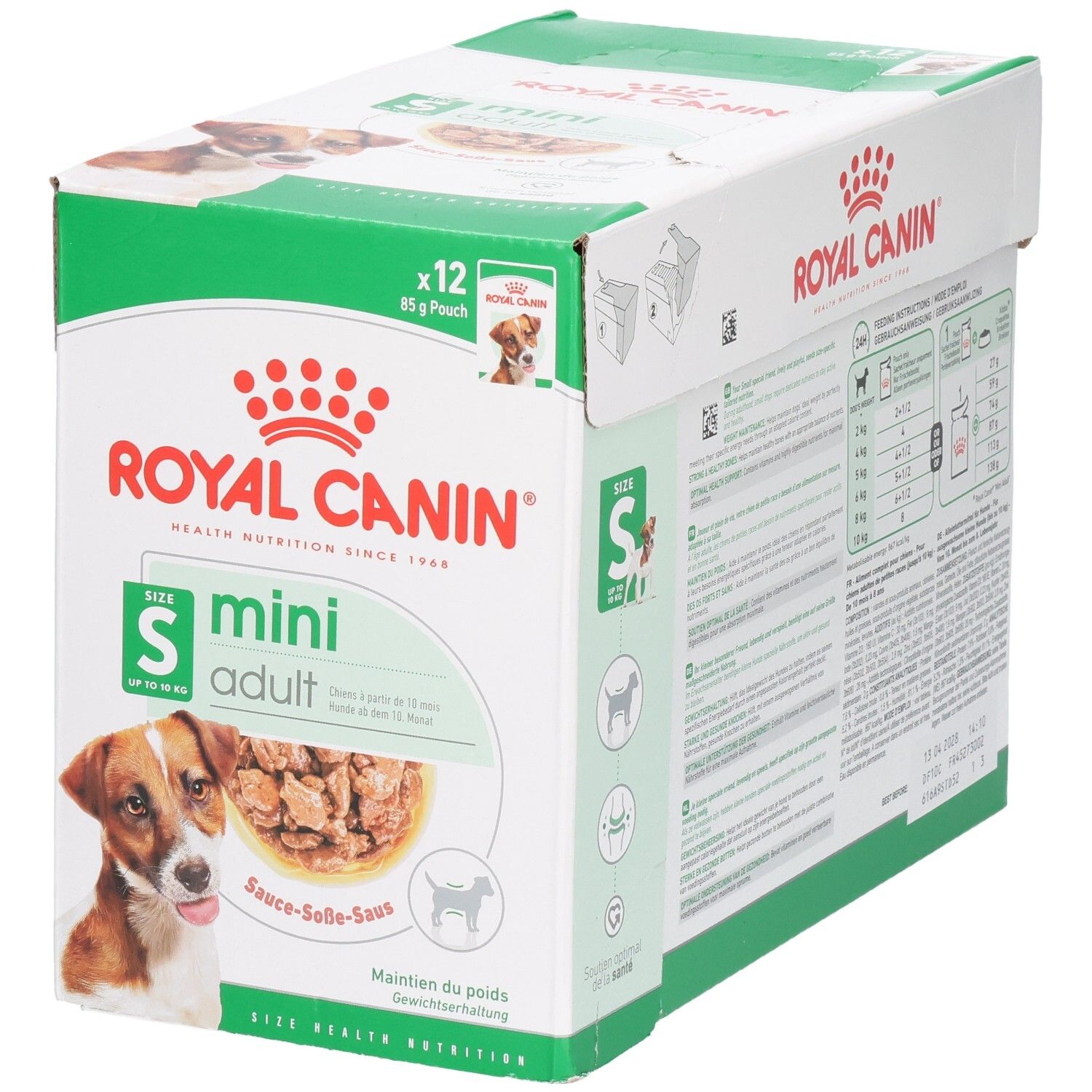 Royal Canin Mini Adult Nassfutter Karton, 12x 85g Beutel, für kleine Hunde.