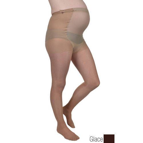 Hautfarbene Umstandsmode-Strumpfhose. Sichtbare Merkmale: Bauchband, Strumpfhose. Farbe: Glace.