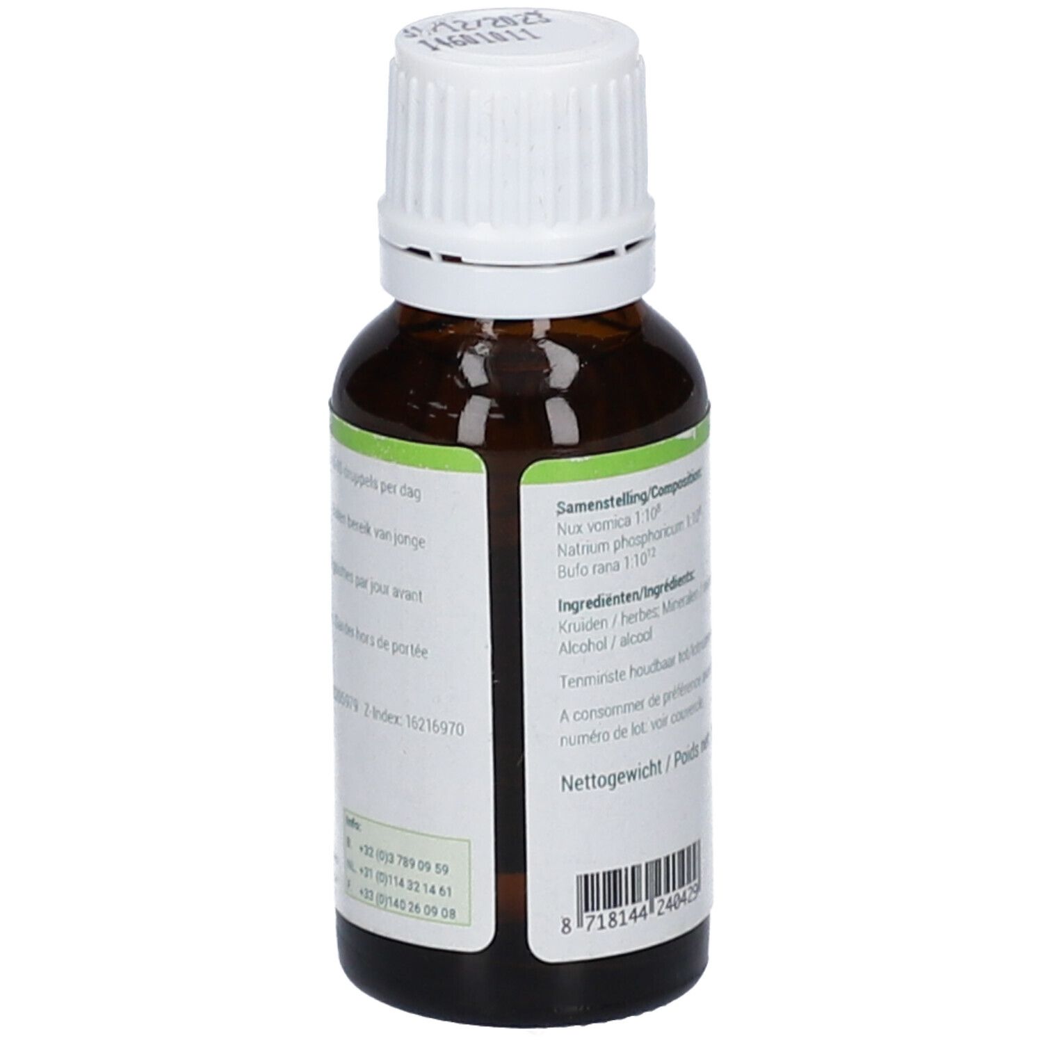 Braunglasflasche mit weißem Deckel. Etikett mit Inhaltsstoffen. Aufschrift: ENERGETICA NATURA.