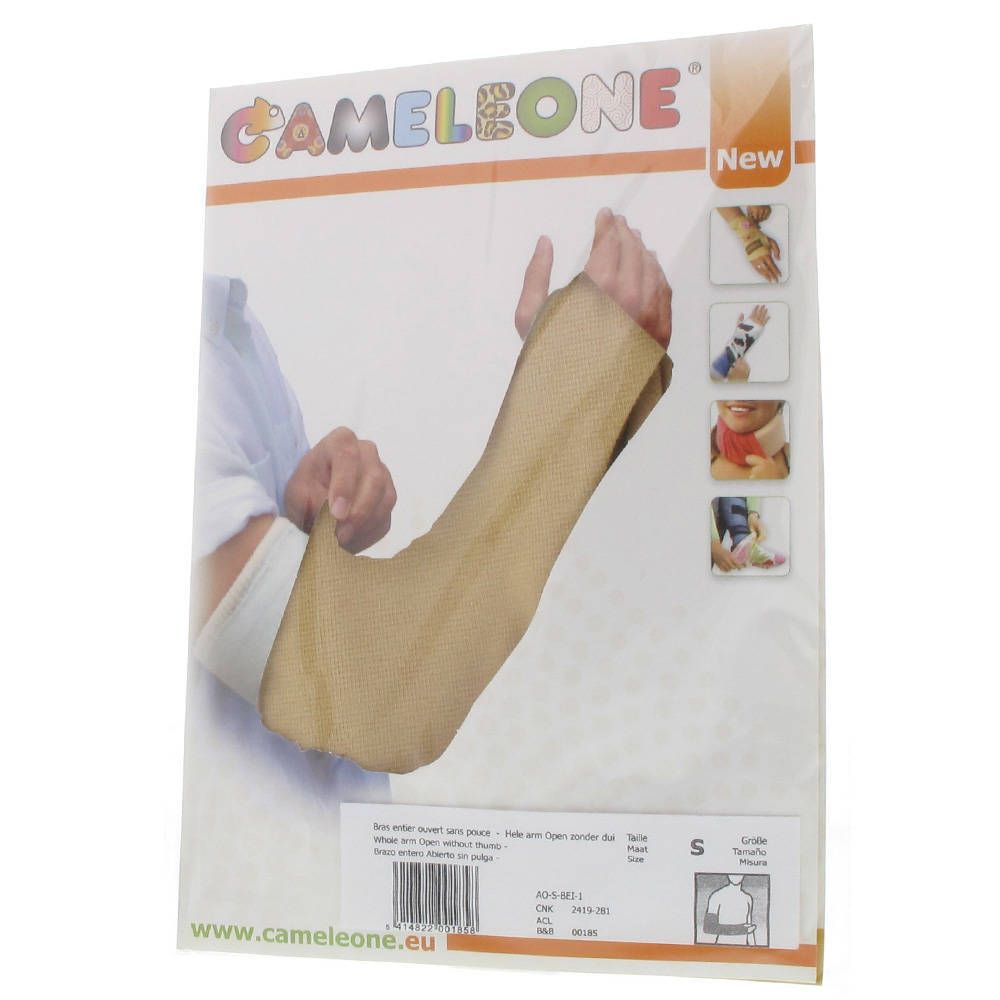 CAMELEONE® Armbandage in Verpackung. Beige, mit Handteil. Aufdruck: CAMELEONE®, New.