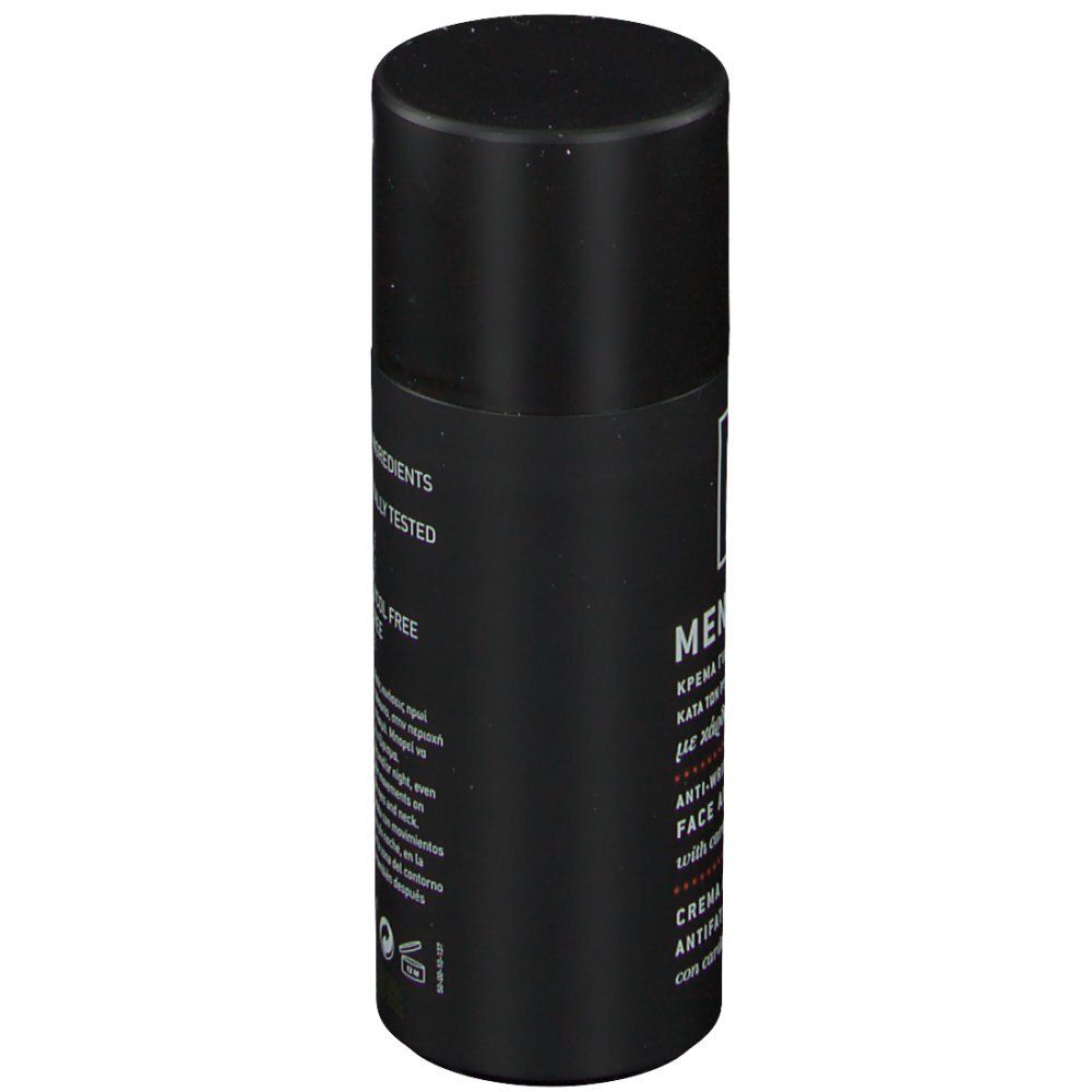 Schwarze Tube, Seitenansicht. Text: 96% natürliche Inhaltsstoffe. Dermatologisch getestet. Ohne Parabene.