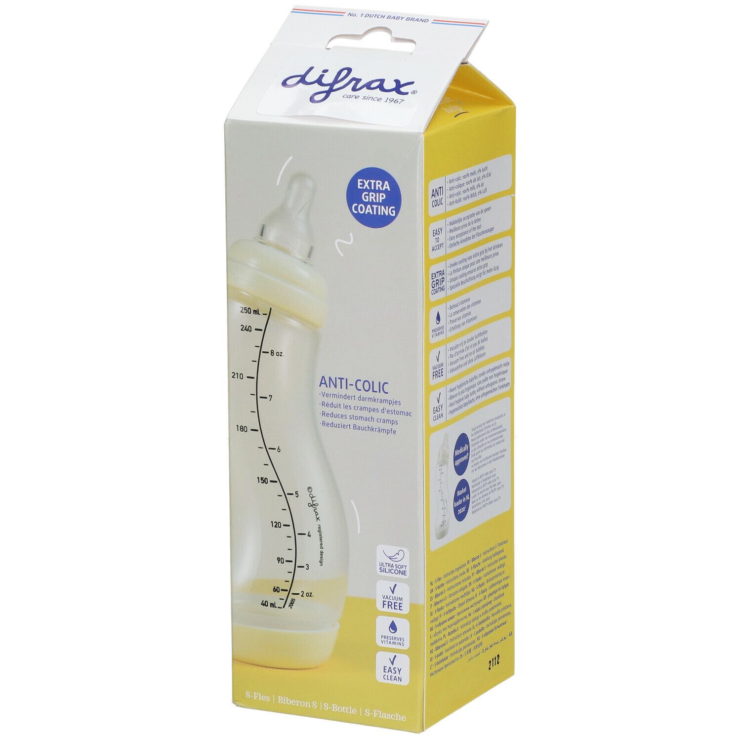 difrax® Babyflasche S Natural 0+ Monate 250 ml