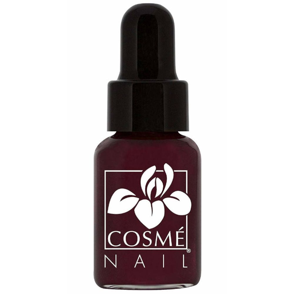 Nagellackflasche mit schwarzem Deckel und Applikator. Auf dem Etikett: COSMÉ NAIL, Logo und Produktfarbe.