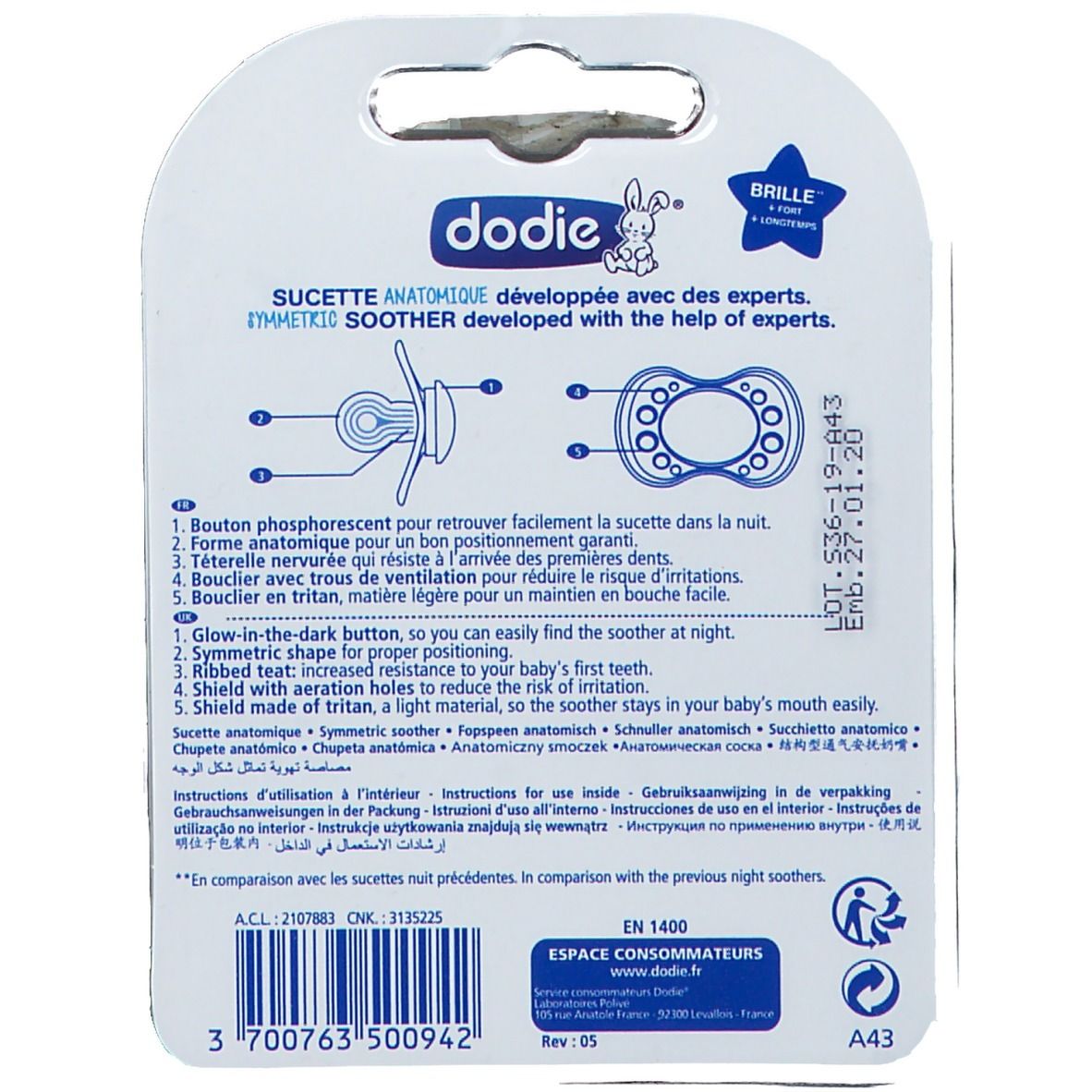 dodie® Silikonschnuller Nacht +18 Monate