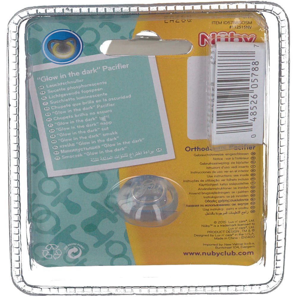 Nuby Sucette Glow In The Dark Orthodontique 0-6m