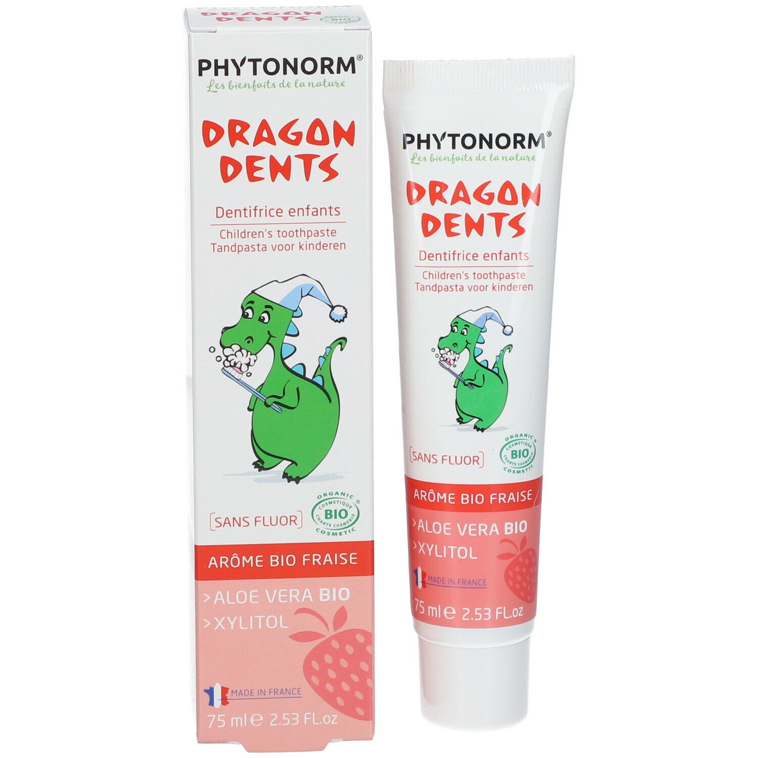 PHYTONORM® Dragon Dents Kinder Zahnpasta mit Erdbeergeschmack