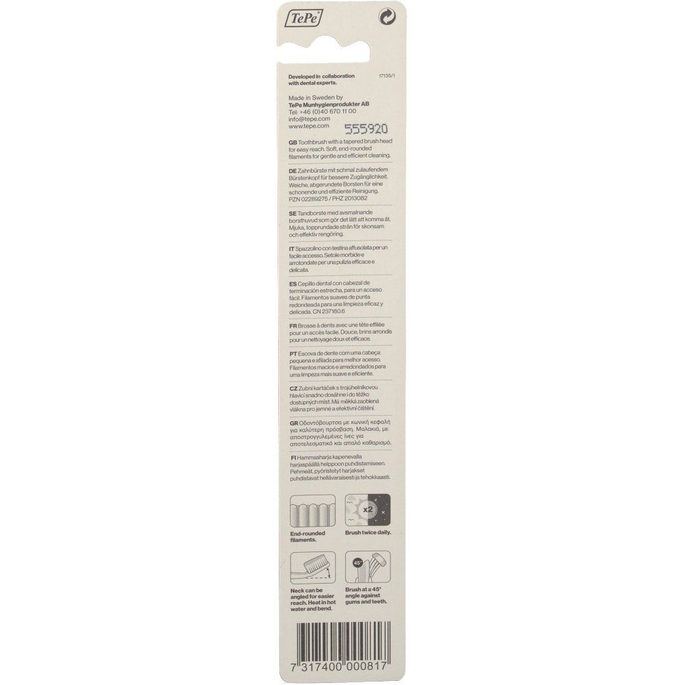 Rückseite der Blisterverpackung mit Produktinformationen und Barcode.