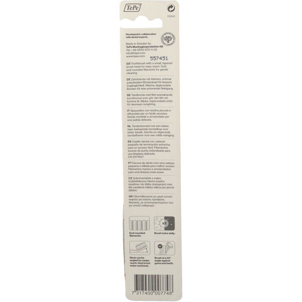 Rückseite der Verpackung mit Produktinformationen in verschiedenen Sprachen und Piktogrammen.