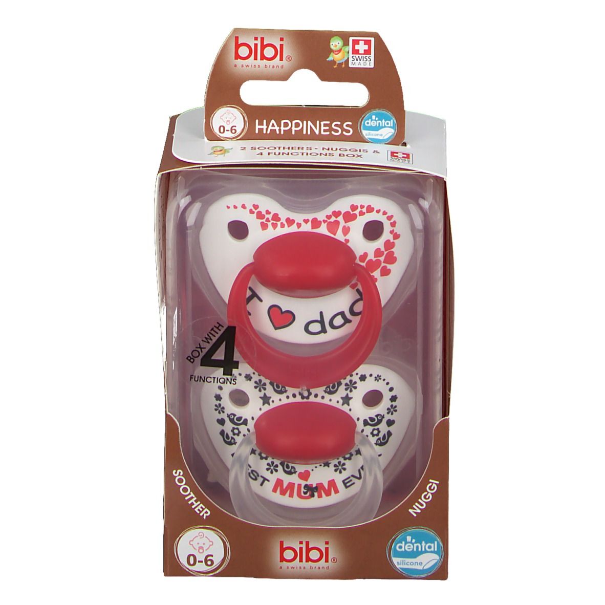 bibi® Happiness Schnuller Mama & Papa  0-6 Monate