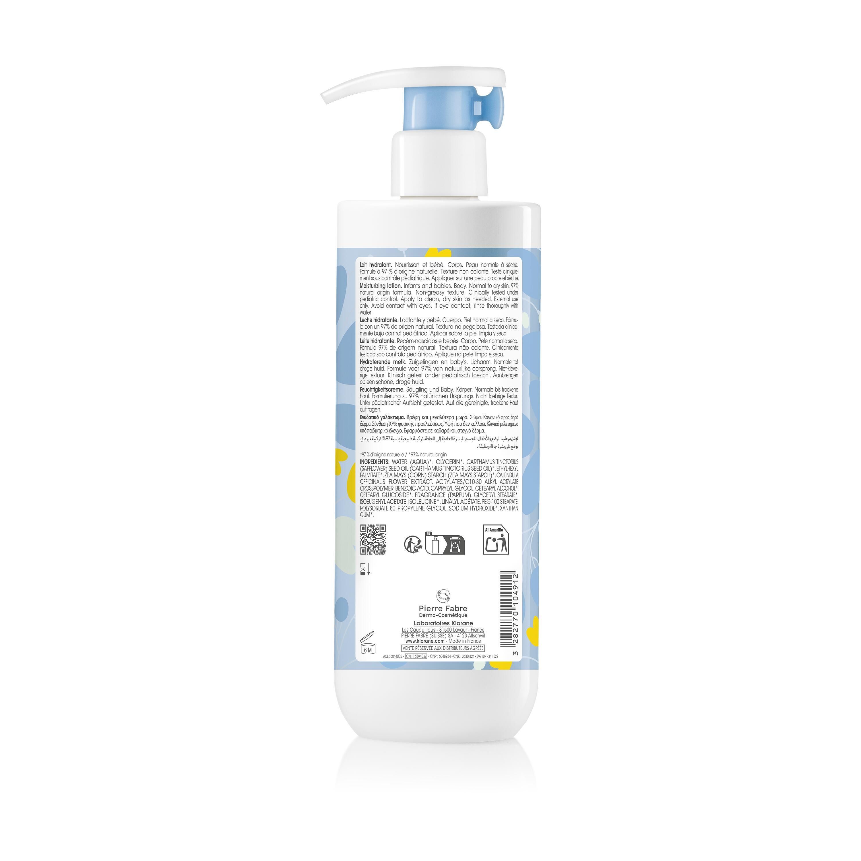 Rückseite der Flasche. Text in mehreren Sprachen. Produktinformationen und Inhaltsstoffe. Mit Logos.