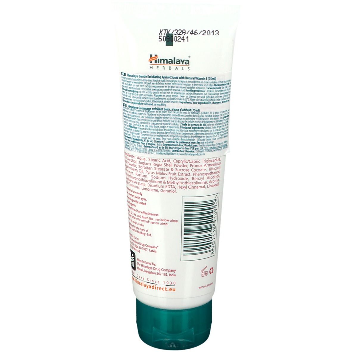 Weiße Tube mit Himalaya Herbals Aufdruck und Inhaltsstoffen. Grüne Kappe.
