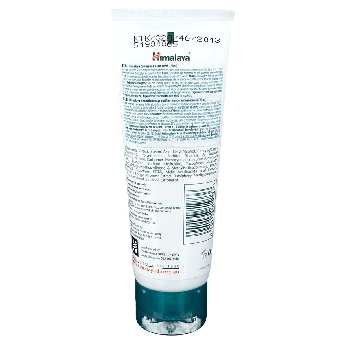 Himalaya Kräuter-Salbensalbe Tube (75ml) mit Informationen und Barcode.