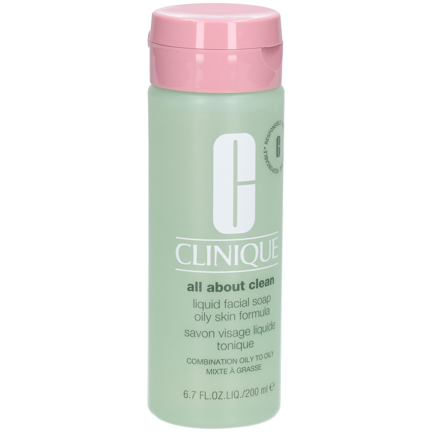 Clinique All About Clean Flüssigseife für ölige Haut, 200 ml Flasche.