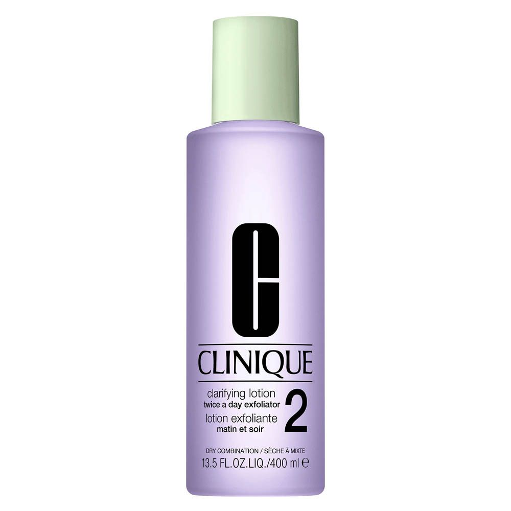 Clinique Clarifying Lotion 2 Flasche mit hellgrünem Deckel und silbernem Logo.