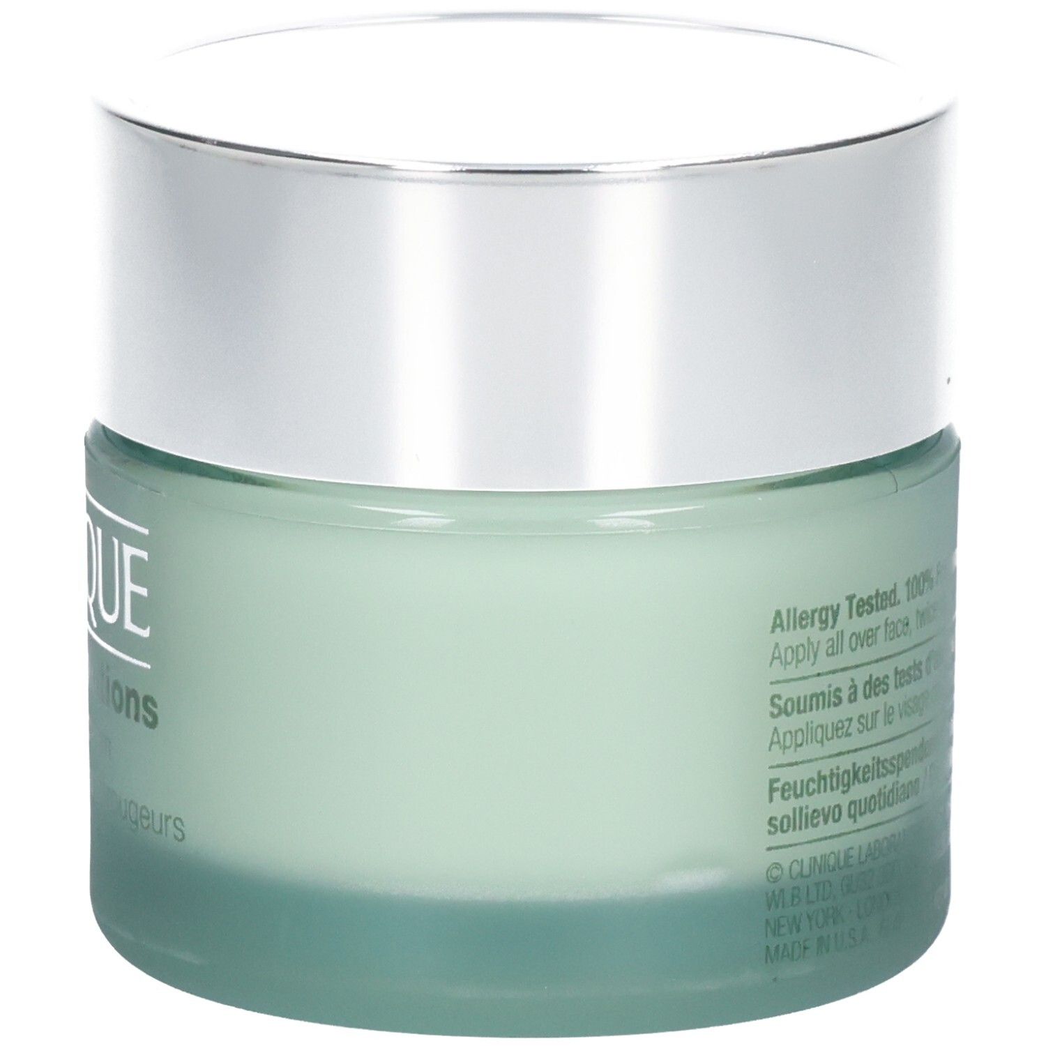 Clinique Redness Solutions Feuchtigkeitscreme, Rückseite mit Text.