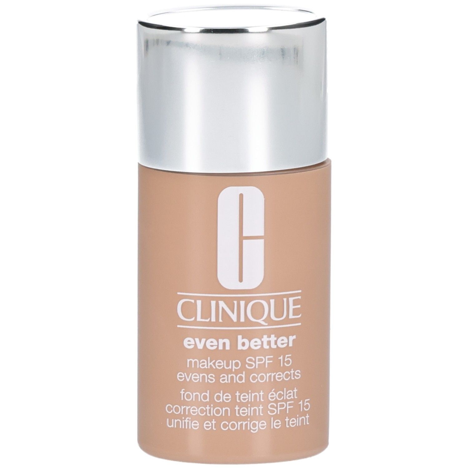 Clinique Even Better Make-up SPF 15 in hellem Beige mit silbernem Deckel.