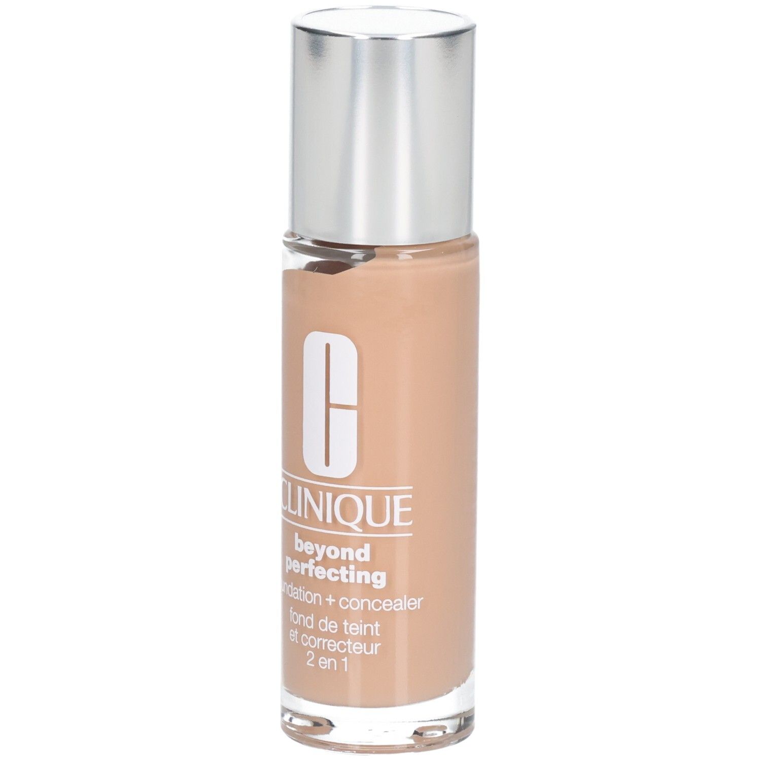 Clinique Beyond Perfecting Foundation + Concealer Flasche, Vorderansicht.