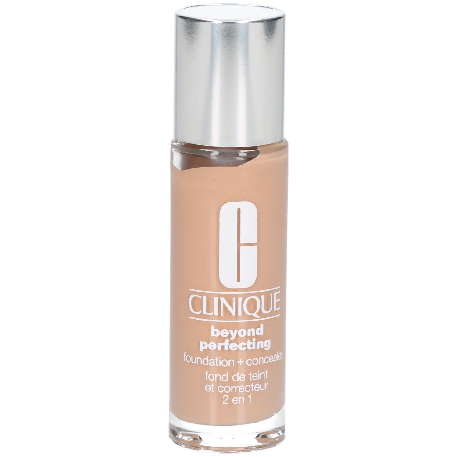 Clinique Beyond Perfecting Foundation + Concealer Flasche, Vorderansicht.